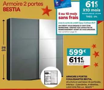 BUT Armoire 2 portes coulissantes bestia offre