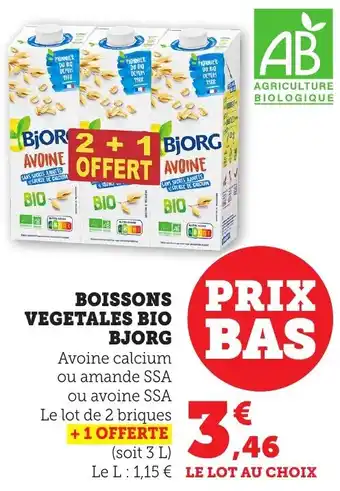 Bi1 BJORG Boissons vegetales bio offre