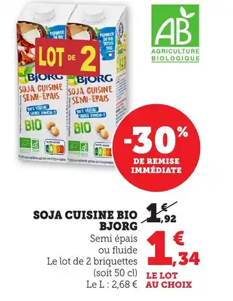 Bi1 BJORG Soja cuisine bio offre
