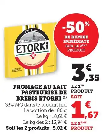 Bi1 ETORKI Fromage au lait pasteurise de produit brebis offre