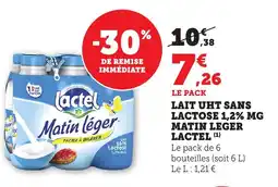 Bi1 LACTEL Lait uht sans lactose 1,2% mg matin leger offre