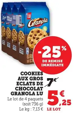 Bi1 LU Granola cookies aux gros eclats de chocolat offre