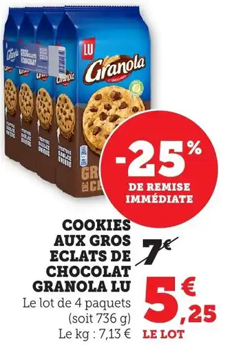 LU Granola cookies aux gros eclats de chocolat