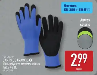 ALDI Top craft gants de travail offre