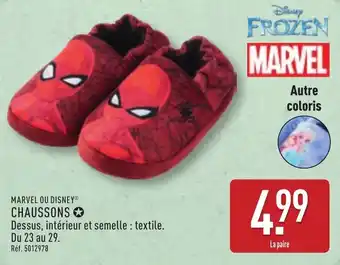 ALDI Marvel ou disney chaussons offre