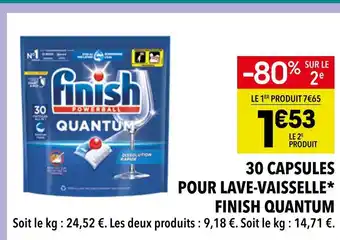 Supeco Finish quantum 30 capsules pour lave-vaisselle offre