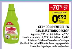 Supeco Destop gel* pour entretien canalisations agrumes offre