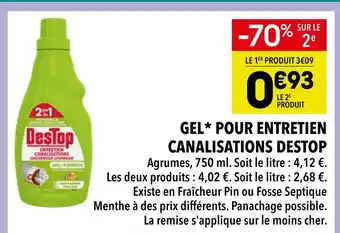Supeco Destop gel* pour entretien canalisations agrumes offre