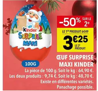 Supeco Kinder surprise maxi offre
