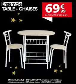 BUT Chêne - ensemble table + 2 chaises offre