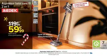 Carrefour Market Medek - aspirateur balai sans fil 2 en 1 offre