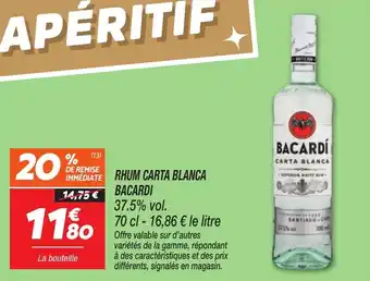 Netto Rhum carta blanca bacardi offre