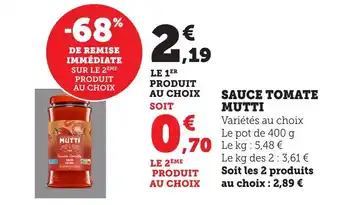 Bi1 MUTTI Sauce tomate offre