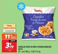 Netto Coquilles fruits de mer & poisson surgelées netto offre
