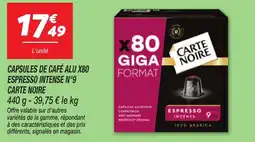 Netto Capsules de café alu x80 espresso intense n°9 carte noire offre