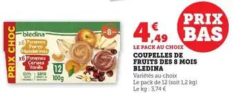 Bi1 BLEDINA Coupelles de fruits des 8 mois offre