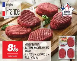 Netto Viande bovine 8 steaks hachés 20% mg netto offre