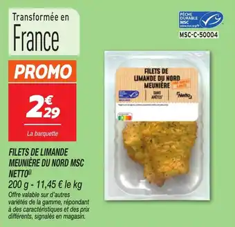 Netto Filets de limande meunière du nord msc netto offre