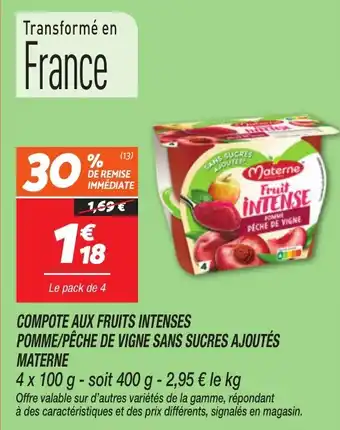 Netto Compote aux fruits intenses pomme pêche de vigne sans sucres ajoutés materne offre