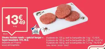 Promocash Steaks hachés ronds spécial burger façon bouchère 15% m.g. offre