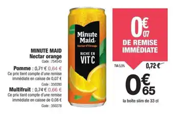 Promocash Minute maid nectar orange offre