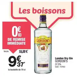 Promocash London dry gin gordon's offre