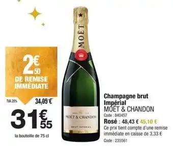 Promocash Champagne brut impérial moët & chandon offre