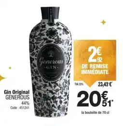 Promocash Gin original generous offre