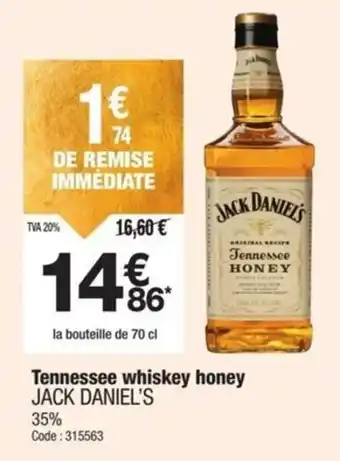 Promocash Tennessee whiskey honey jack daniel's offre