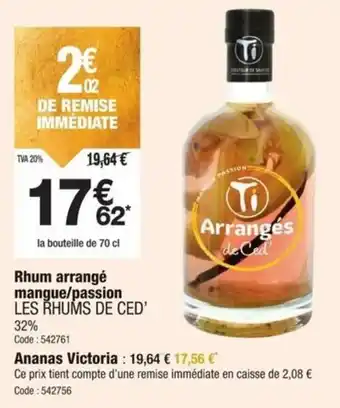 Promocash Rhum arrangé mangue passion les řhums de ced offre