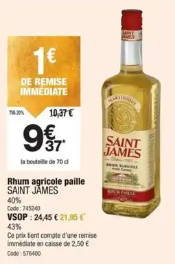 Promocash Rhum agricole paille saint james offre