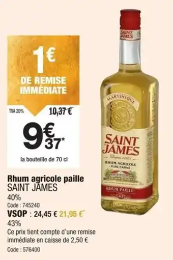 Promocash Rhum agricole paille saint james offre