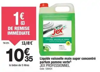 Promocash Liquide vaisselle main super concentré parfum pomme verte jex professionnel offre
