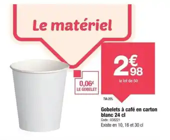 Promocash Gobelets à café en carton blanc offre