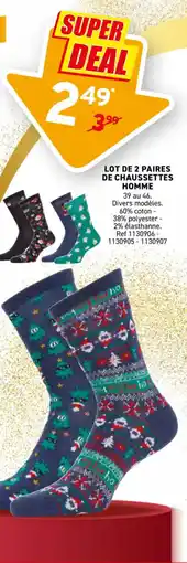 Trafic Lot de 2 paires de chaussettes homme offre