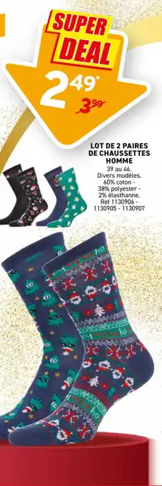 Trafic Lot de 2 paires de chaussettes homme offre