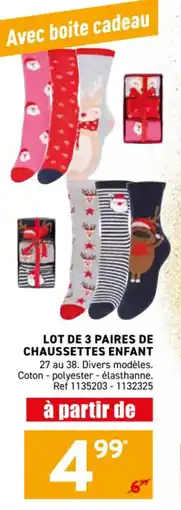 Trafic Lot de 3 paires de chaussettes enfant offre