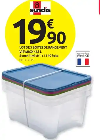 SUNDIS Lot de 3 boites de rangement viewbox