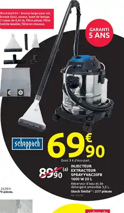 Mr Bricolage SCHEPPACH Injecteur extracteur sprayyvac20fb offre