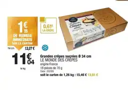 Promocash LE MONDE DES CRÊPES Grandes crêpes sucrées offre