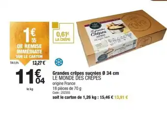 Promocash LE MONDE DES CRÊPES Grandes crêpes sucrées offre