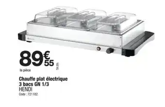Promocash HENDI Chauffe plat électrique 3 bacs GN 1/3 offre