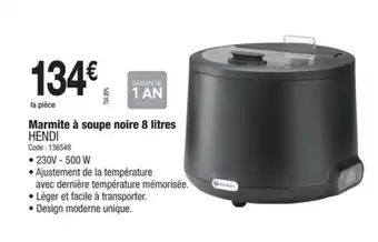 Promocash HENDI Marmite à soupe noire offre