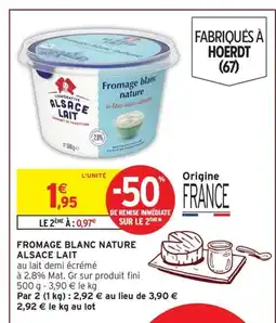 Intermarché ALSACE LAIT Fromage blanc nature offre