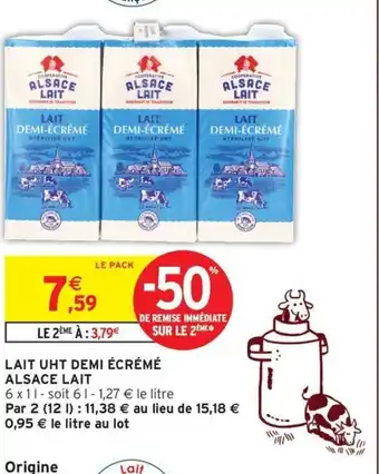 Intermarché ALSACE LAIT Lait demi-écrémé offre