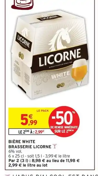 Intermarché BRASSERIE LICORNE Bière white offre