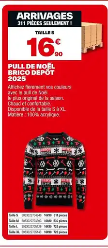 Brico Dépôt Pull de noël brico depôt 2025 offre