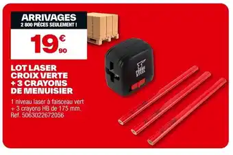 Brico Dépôt Lot laser croix verte +3 crayons de menuisier offre