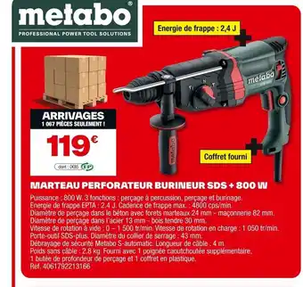 Brico Dépôt Marteau perforateur burineur sds+ 800 w offre