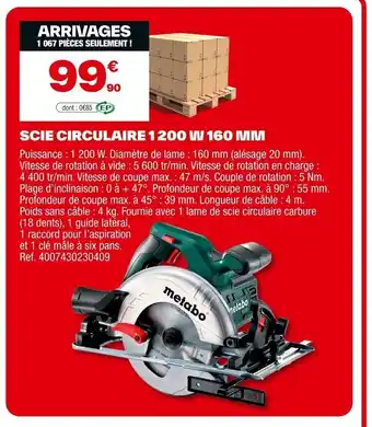 Brico Dépôt Scie circulaire 1200 w 160 mm offre